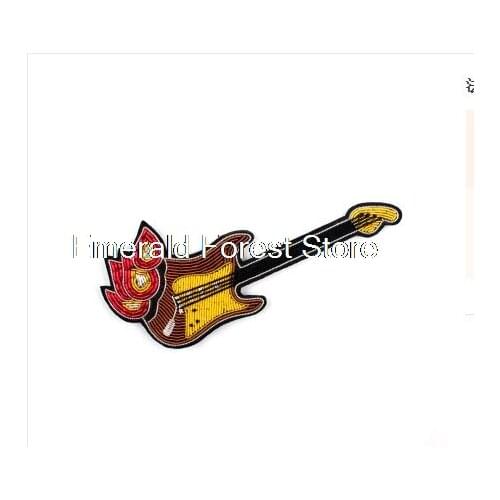 Indian Silk Hand Embroidered Jewelry Rock guitar fun brooch accessories