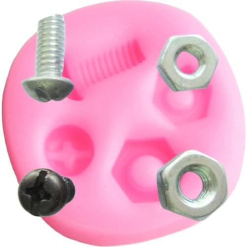 Industrial Hardware Silicone Molds Steampunk Screw Nut Cupcake Topper Fondant Cake Decorating Polymer Clay Chocolate Candy Mould