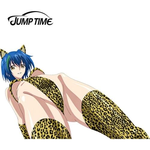 JumpTime 13cm x 8.2cm 3D Sexy Leopard Girl Anime High School DxD Vinyl Wrap Sexy Beauty Car Decal Sticker Racing Waterproof