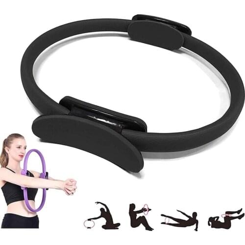 Pilates Ring-14 inch Dual Grip Handle,Yoga Fitness Circle Magic Ring Exercise Accessories For Workout Gym Home Toning Abs Purple