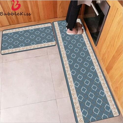Bubble Kiss 2020 Nordic Kitchen Mat Welcome Mat for Front Door Blue Geometric Pattern Carpet Polyester Waterproof Kitchen Carpet