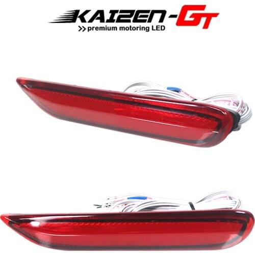 Red / Smoked Lens Red LED Rear Bumper Reflector Brake Tail Lights w/ Sequential Turn Signal For Infiniti Nissan Rear Fog Lights