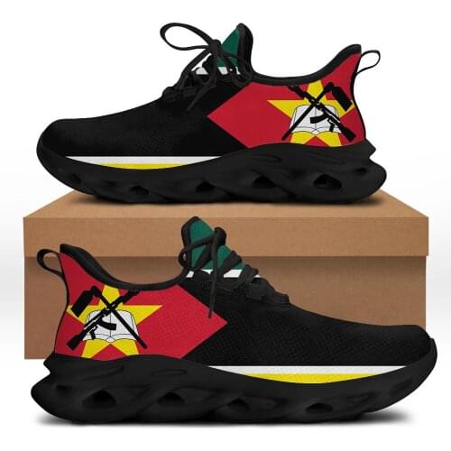 FORUDESIGNS Women Sneakers Fashion Spring/Autumn Lace Up Flats Flag of Mozambique Pattern Shoes Outdoor Walking Footwear