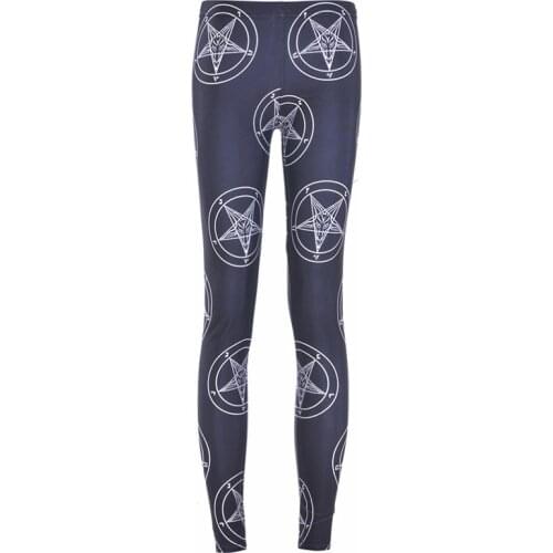 Legging Printed Women BAPHOMET Leggings Printed Leggins Digital Print Black Fun Pant Fashion Girls Punk
