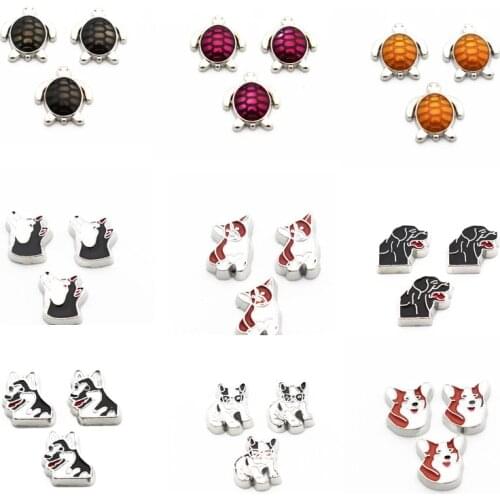 Hot selling 10pcs/lot tortoise Dog floating charms living glass floating memory locket charms jewelry