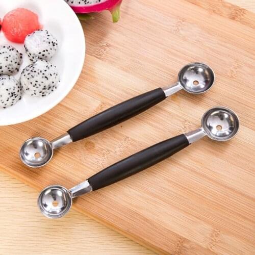 1Pc Stainless Steel Double-end Watermelon Dig Ball SpoonIce Cream Spoon Dessert Fruit Scoop Kitchen Gadgets Accessories