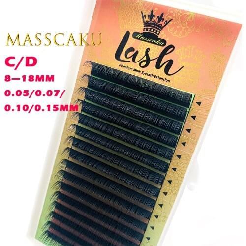 MASSCAKU 16rows/case faux mink eyelash extension individual eyelashes salon cilia make up tools premium mink all size