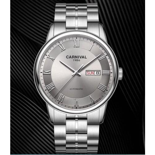 Carnival Men Automatic Watch Japan Miyota Movement 21Jewels Day Date Mechanical Watch Men Business Dress Watch Luxury Gift