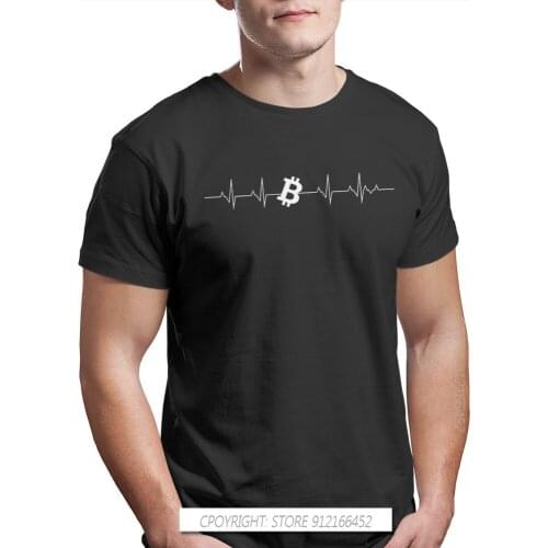 Bitcoin Sign Art Satoshi Nakamoto Heartbeat T Shirt Men Clothing Harajuku Fashion Tshirt Graphic