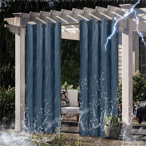 Outdoor Sheer Curtains Patio Garden Gazebos Porch&Beach Drapery Windproof Pergola Curtain Blackout Light Waterproof Curtains