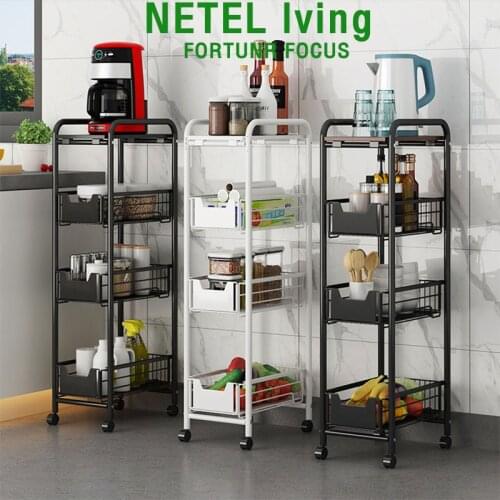 NETEL Kitchen Rack Trolley Kitchen Storage Racks Office Shelves Book Shelving Kitchen Organizers Space Savers