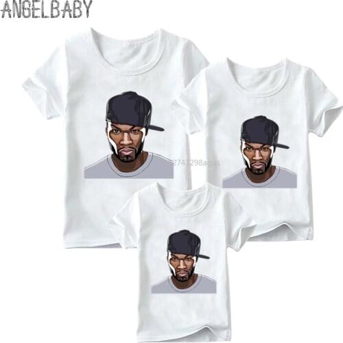 Matching Family Outfits Rapper 50 Cent Print Boys Girls Fashion T-shirt Children Hip Hop Clothes Kids&Woman&Man Funny Tshirt