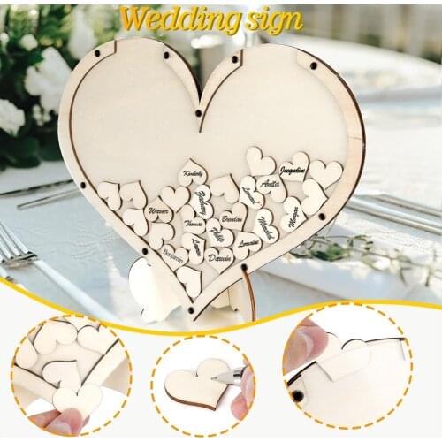 Heart Shape Transparent Wedding Guest Book Decoration Rustic Sweet Heart Drop Box Wedding Drop Box 3d Guestbook Wooden Box #P2