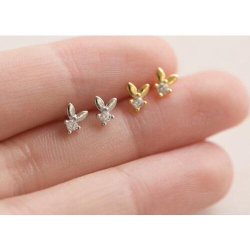 Stud Earrings Rabbit Zircon For Women Mini Cute Korean Fashion Vintage Design Hot Sale Female Students Daily Jewelry BOYULIGE
