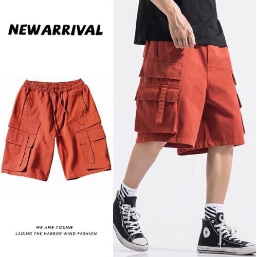 2021 Solid Mens Shorts Summer Hip Hop Streetwear Men Short Bermuda Beach Short Men Cargo Shorts Harajuku Joggers Trousers