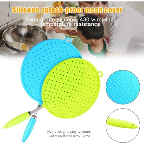 Silicone Lid Splash-Proof Net Oil-Proof Splash Cover Frying Protection Mat Non-Slip Handle Pot Lid kitchen Cooking Tool VJ
