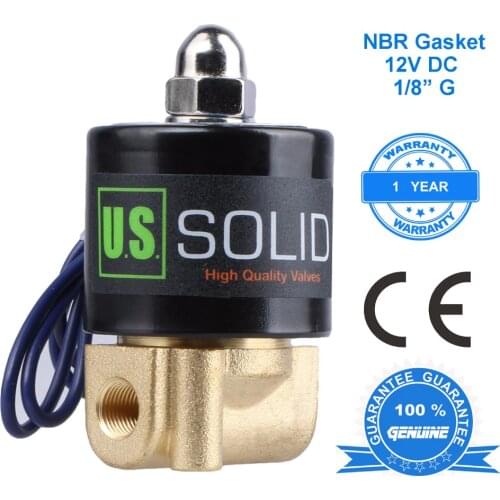 U.S. Solid 1/8" Brass Electric Solenoid Valve 12 V DC G (BSP) Thread Normally Closed water, air, Oil, CE Certified