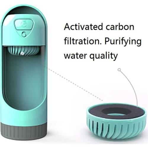 Telescopic Dog Water Bottle Portable Activated Carbon Filter Leakproof Lock Key Food Grade PC