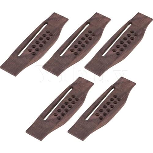 Yibuy 5 Pack 12 String Rosewood Guitar Bridge for Acoustic Folk Guitar Parts