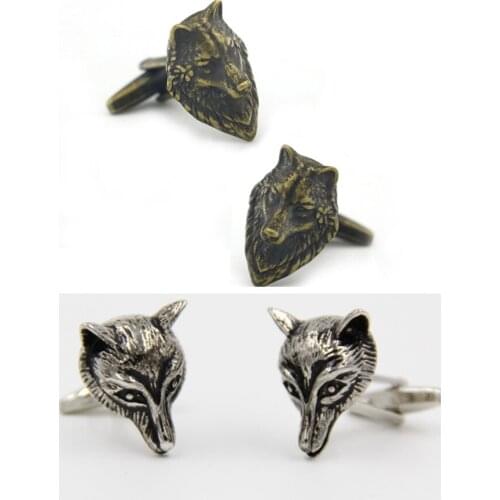 10pairs/lot Wild Wolf Head Cufflinks Ancient Silver Color Cuff Links Shirt Cuff Button Mens Jewelry Accessory Gift