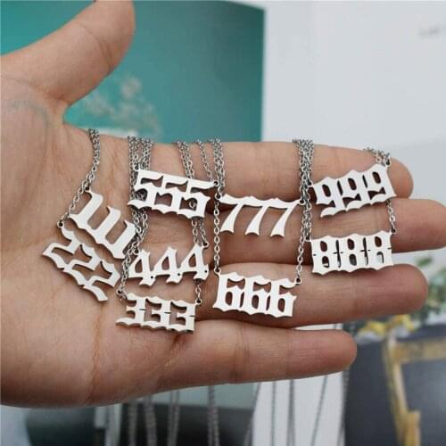Devil Necklace Stainless Steel Angel Number Necklaces Pendant Charms Minimalist Jewelry111 222 333 444 555 777 888 999 666