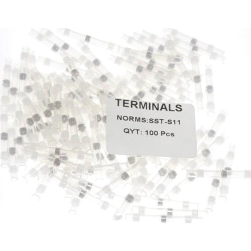 100pcs SST-S11 AWG26-24 Seal Heat Shrink Butt Wire Connectors Terminals 0.25-0.34mm White Solder Sleeve Waterproof SST-R11