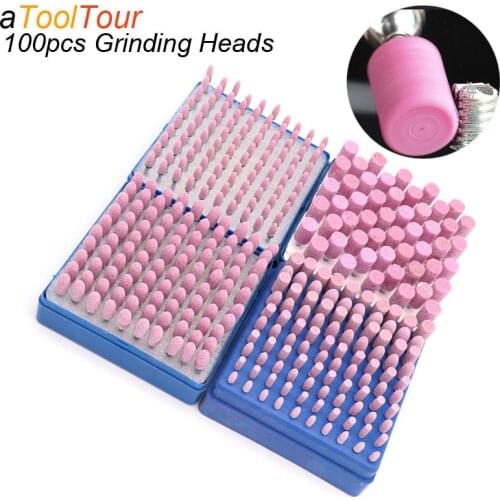 100pcs Drill Grinding Head Tool Assorted Ceramic Mounted Point For Dremel Mini Drill Rotary Tools Abrasive Mounted Stone