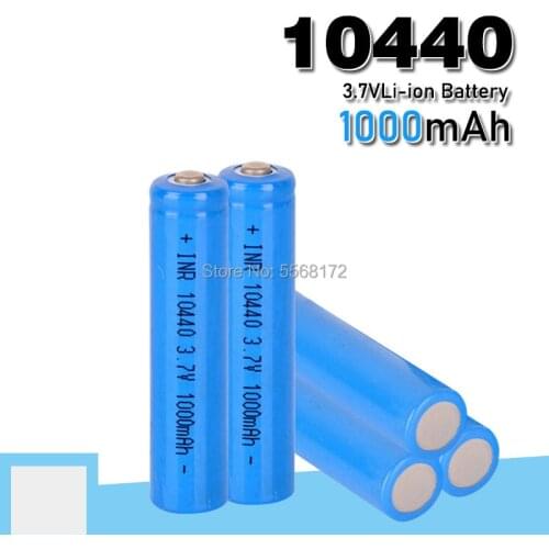 10440 AAA Size 3.7V 1000mAh 10440 Lithium Li-ion Battery Button Top For Radio Gamepad LED Light Flashlight Clock