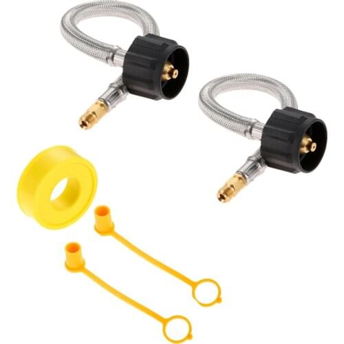 12inch Pigtail Stainless Braided RV Regulator Propane Hose With 1/4 In Inverted Male Flare 2pcs Thread Seal Tape For BBQ Grill