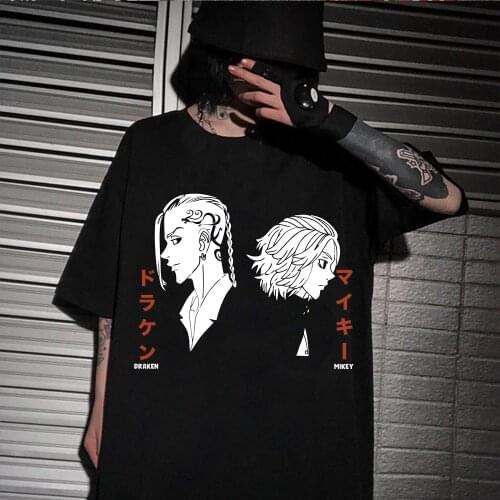 2021 Harajuku Anime Tokyo Revengers Mikey Draken T-shirt Short Sleeve Funny Tees Casual street T-shirt