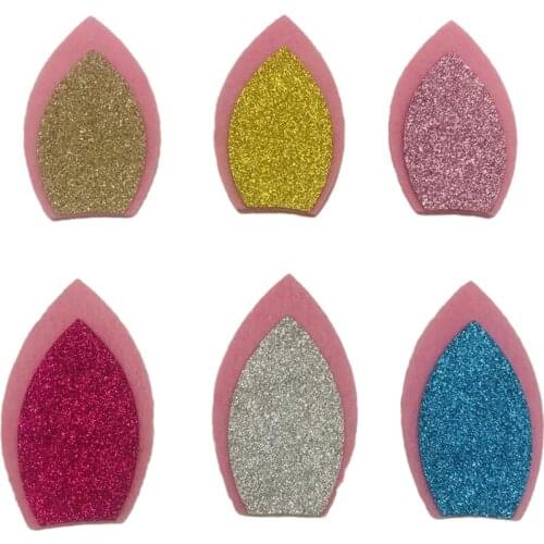 3Pairs=6pcs Pink Felt Glitter Unicorn Ears 3" Jewelry Accessory, Craft Supply for Party Birthday Baby Shower Cat Ears