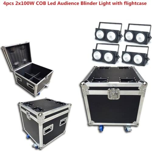 4pcs 2x100W COB Led Audience Blinder Light with flightcase 2eyes RGBWA UV 6in1 200W Led Strobe Disco dj Lighting LED par light