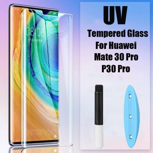 3D Curved UV Liquid Full Glue Cover Tempered Glass For Huawei Mate 20 Honor 30 Pro P30 P40 Pro Nova 7 Pro Screen Protector Film