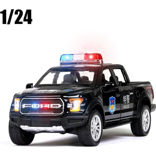 1:32 FORD Police F150 Alloy Toy Car Metal Pickup Sound Light Pull Back Vehicle Model Childrens Gifts Toys Free Shipping