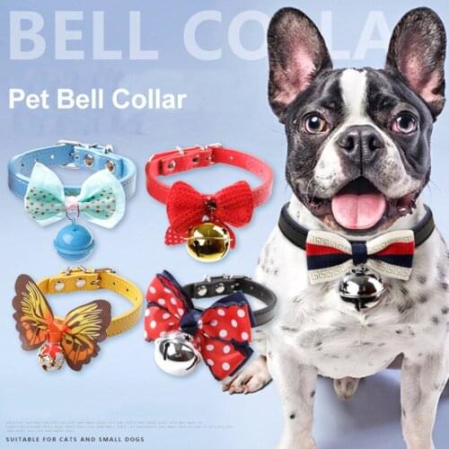 Pet Bowknot Designer Dog Collars Adjustable Buckle Bow Tie With Bell For Cats Small Dogs Puppy French Bulldog Pug Chihuahua