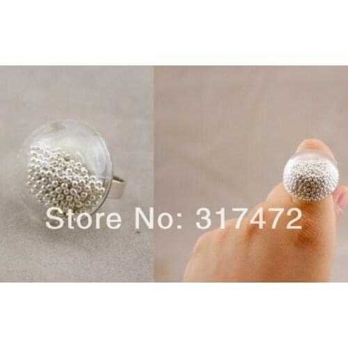 Free ship!30sets/lot 20mm half Round glass vial bubble DIY glass vial pendnat rings