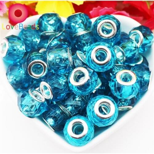 10Pcs Mixed Colors 14x8MM Glass Crystal Faceted European Rondelle Spacer Beads Charms Fit Pandora Bracelet Snake Chain Bangle
