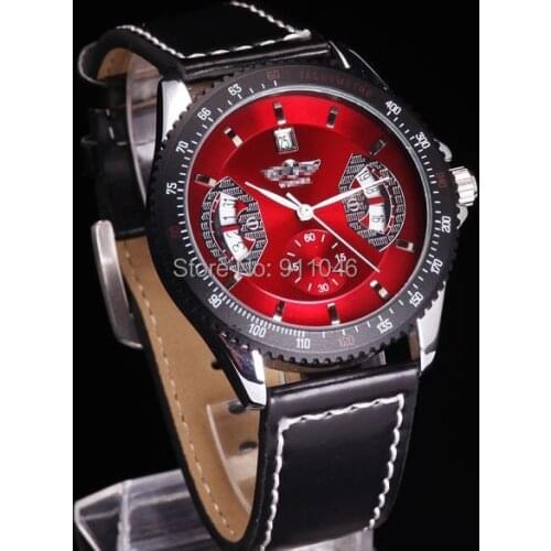 2016 2016 Top Luxury Brand Winner Watch Men Automatic Mechanical Leather Strap Date Calendar Sports Male Wristwatch