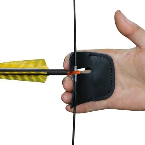 Black Professional Archery Finger Protector Glove Leather Finger Tab for Right Hand Free Size Free Shipping Bow Arrow Shooting