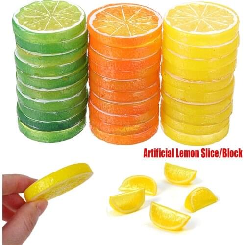 10 Pcs Artificial Fruit Simulation Lemon Slices Christmas Fruit Ornament Kitchen Wedding Fake Lemon Decoration Supplies