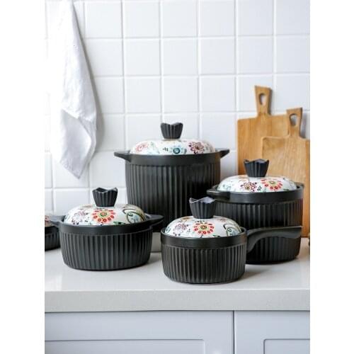 Japanese style ceramic casserole stew pot soup household gas open fire high temperature resistant porridge rice stew pan