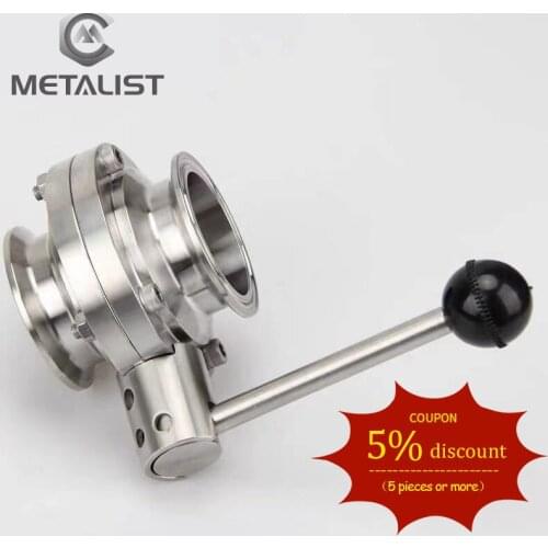 METALIST High Quality 25mm SS304 Stainless Steel Sanitary Butterfly Valve Fit 1.5" Tri Clamp For Homebrew