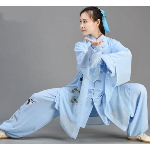 Tai Chi Uniform Kung Fu Outfit Martial Arts Clothes Embroidery Chinese Traditional Folk Kung Fu Suit Morning Sportswear TA2296