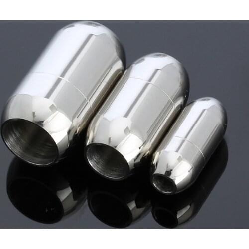 LOULEUR 2pcs Hole Size 3/6/8mm Stainless Steel Magnetic Clasps for Leather Cord Bracelet Connectors End Caps Jewelry Making