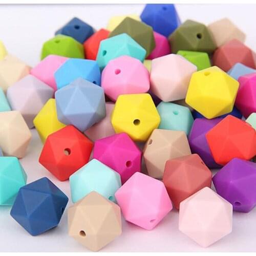 MHS.SUN Food Grade 14mm Silicone Beads Lcosahedron Beads Baby Teething Teether DIY Making Nursing Necklace Chew Pacifier Chain