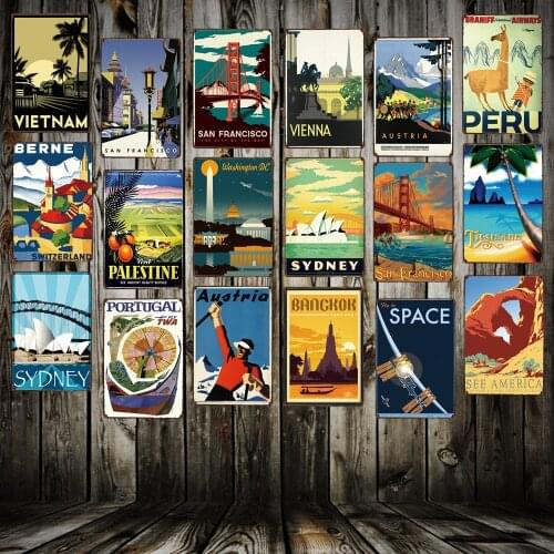 [ Mike86 ] VINTAGE TRAVEL Metal Signs Popular Countries Cities Retro Wall Art Painting Posters FG-215
