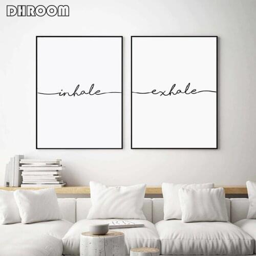 Motivational Wall Art Inhale Exhale Canvas Print Painting Quotes Poster Art Wall Picture Yoga Decoration Home Decor