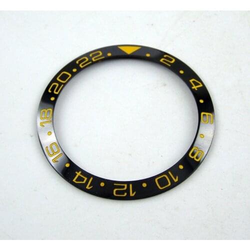 38mm black ceramics bezel yello marks fit for 40mm SUB GMT mens watch-Q08