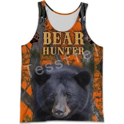 Tessffel Bear Deer Boar Coyote Hunting 3D Printed Fashion Summer Mens Vest Harajuku Casual Samurai Mask Tank Top Streetwear S33