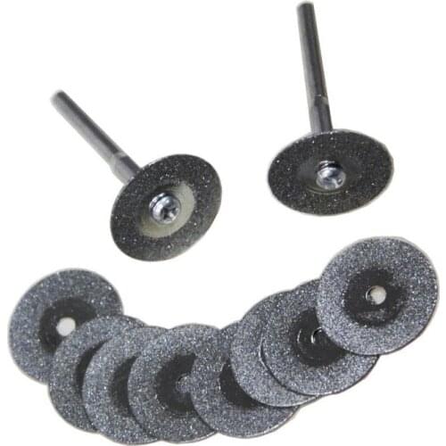 10pcs 20mm Diamond Disc Set Cutting Wheels 3.2mm Mandrel Mini Drill Accessories for Dremel Rotary Tool